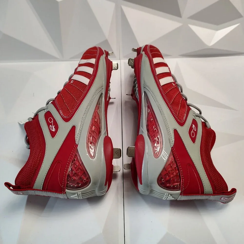 Adidas Mens Baseball Cleat 15 Red Gray AST TR Howard Mid Metal Softball Sport - Picture 4 of 10